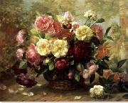 Floral, beautiful classical still life of flowers.085 unknow artist